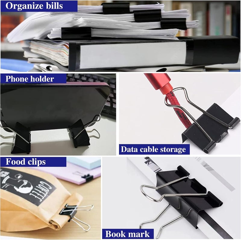 Aellabus Large Binder Clips 2 Inch (72 Pack), Extra Large Binder Clips Big Paper Clamps Giant Clips for Office and Home Supplies, Black - Image 4